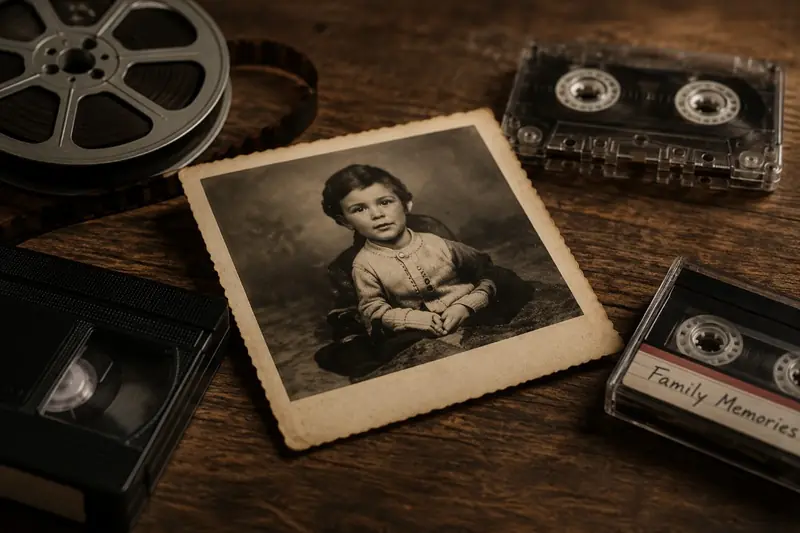 Family photo and cassette tape archive recording restoration