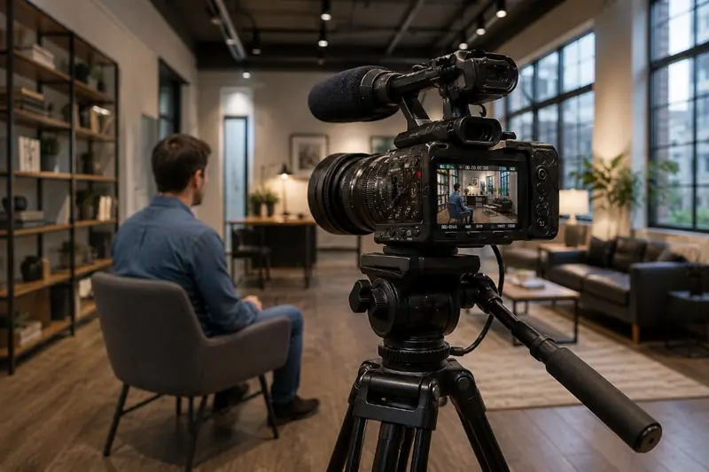 Interview camera setup for video audio restoration